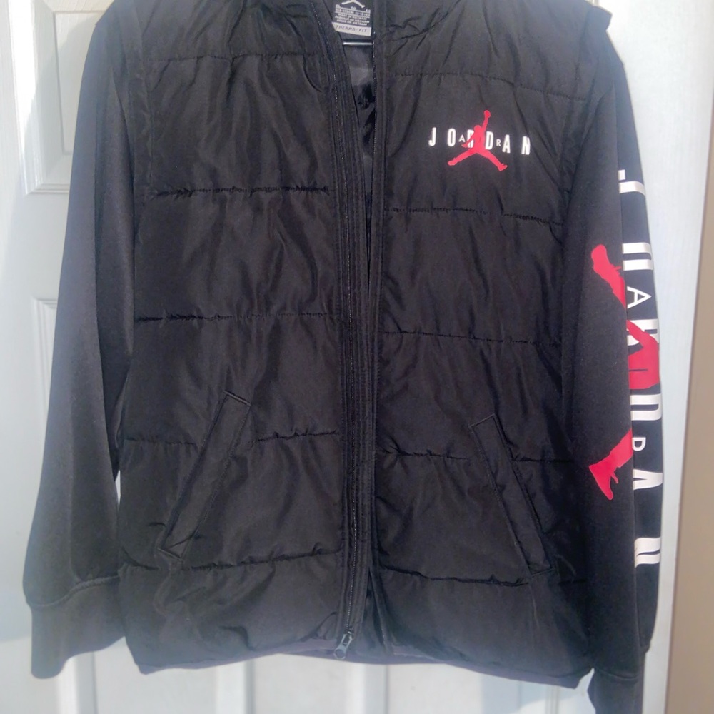 Jordan Black and Red Therma Fit Puffer Jacket